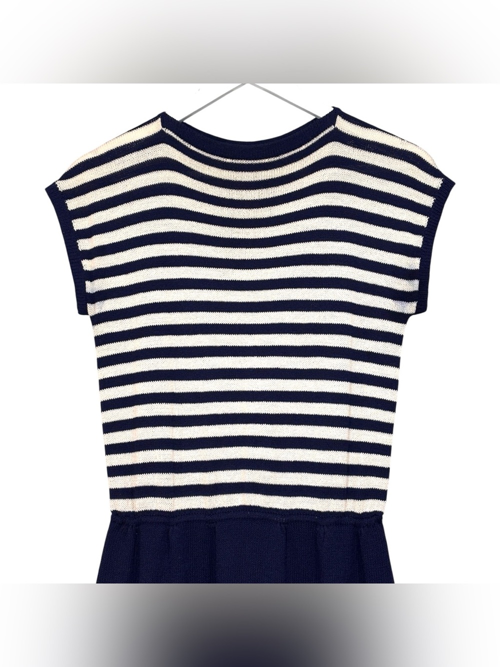 St John by Marie Gray Vintage Striped Navy Blue Knit Midi Dress Size 6 - Picture 2 of 14